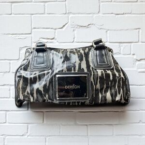 Dereon Black and White Patterned Shoulder Bag Animal Print Handbag Y2K 90’s​​​